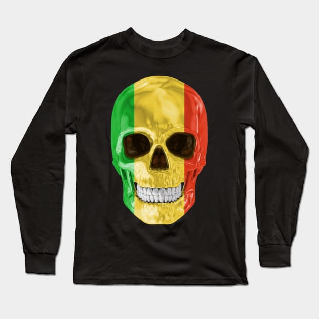 Mali Flag Skull - Gift for Malian With Roots From Mali Long Sleeve T-Shirt by Country Flags